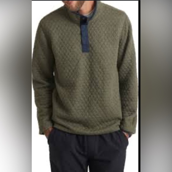 NWT Marine Layer Corbet Quilted 1/4 Button Pullover Green Oatmeal Size XL. - Picture 1 of 7